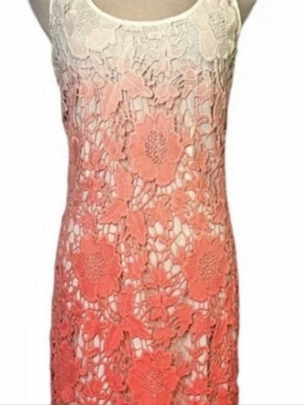 Buffalo David Bitton Floral Lace Midi Dress in Coral & Pink Ombre